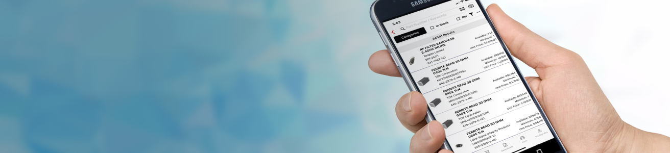 DigiKey 行動應用程式頁面