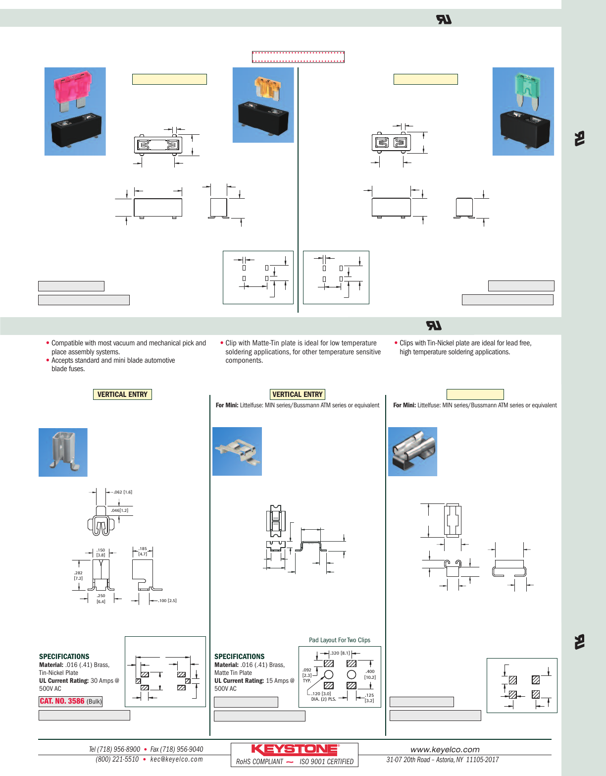 SMT Auto Fuse Clips, Holders Datasheet by Keystone Electronics Digi