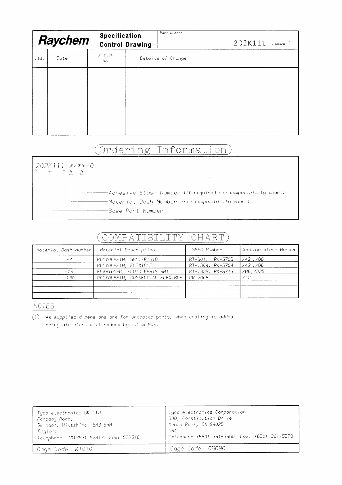 TE Connectivity Aerospace, Defense and Marine 的 202K111 Spec Control