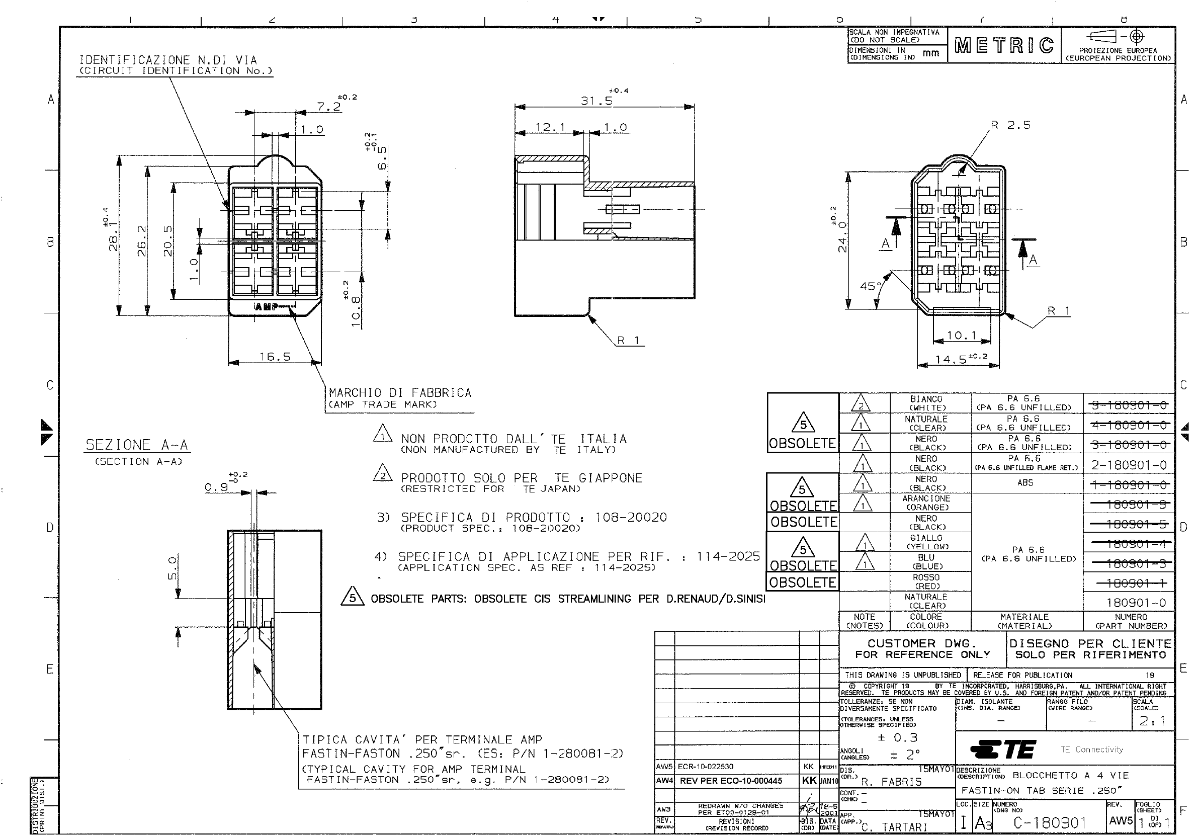 180901 Drawing by TE Connectivity AMP Connectors Datasheet | DigiKey