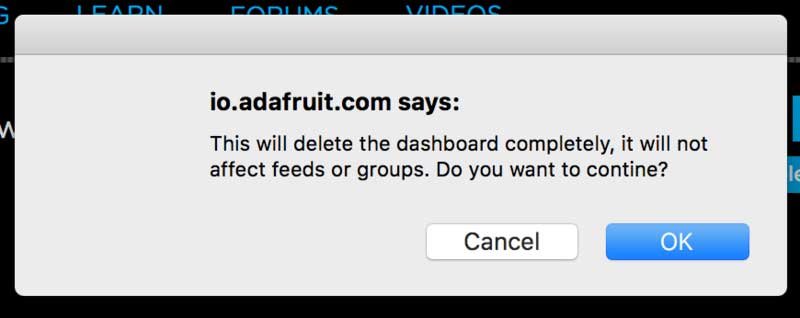 Click the OK button to confirm deletion