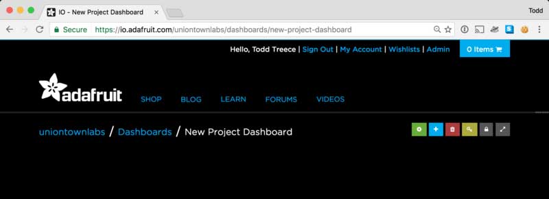 You should now see your new blank dashboard